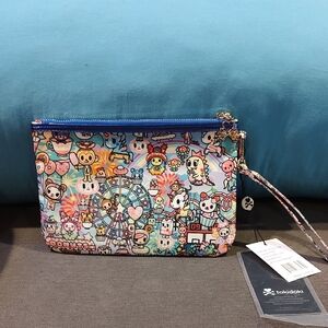 Tokidoki Blue and Pink Cartoon Clutch Wristlet